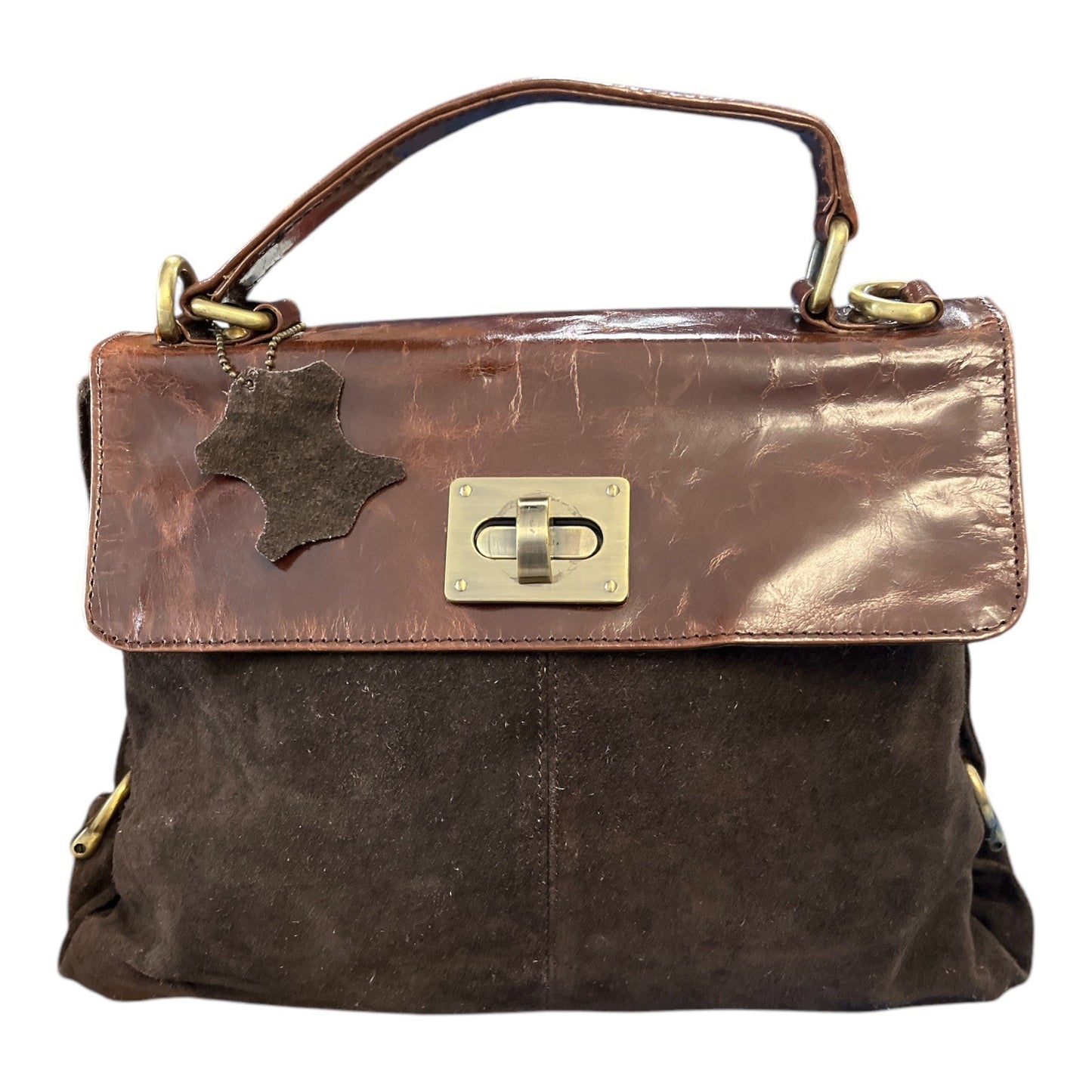 Kimchi Blue Brown Suede and Leather Satchel – 13" x 10" x 3" – Vintage 2010s
