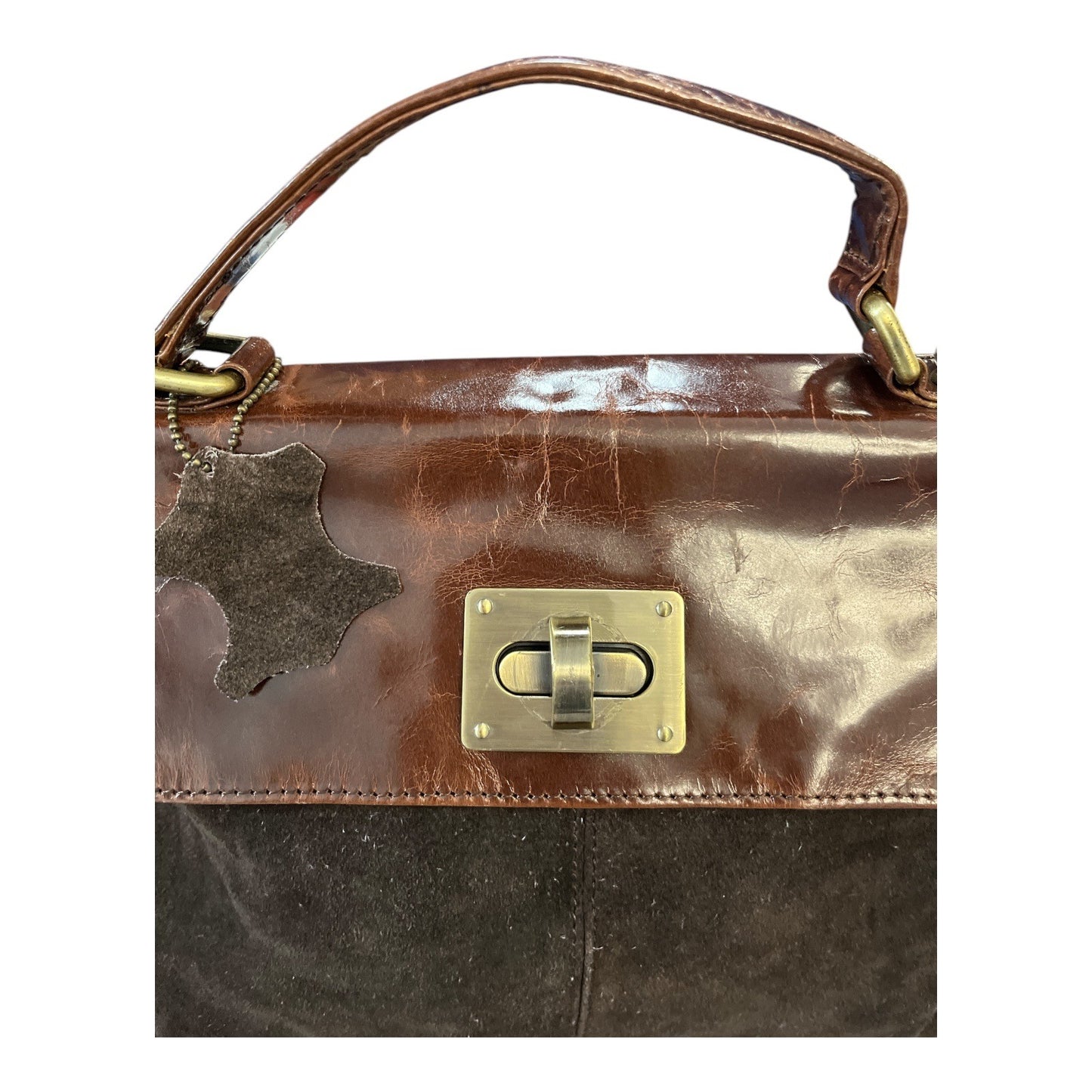 Kimchi Blue Brown Suede and Leather Satchel – 13" x 10" x 3" – Vintage 2010s