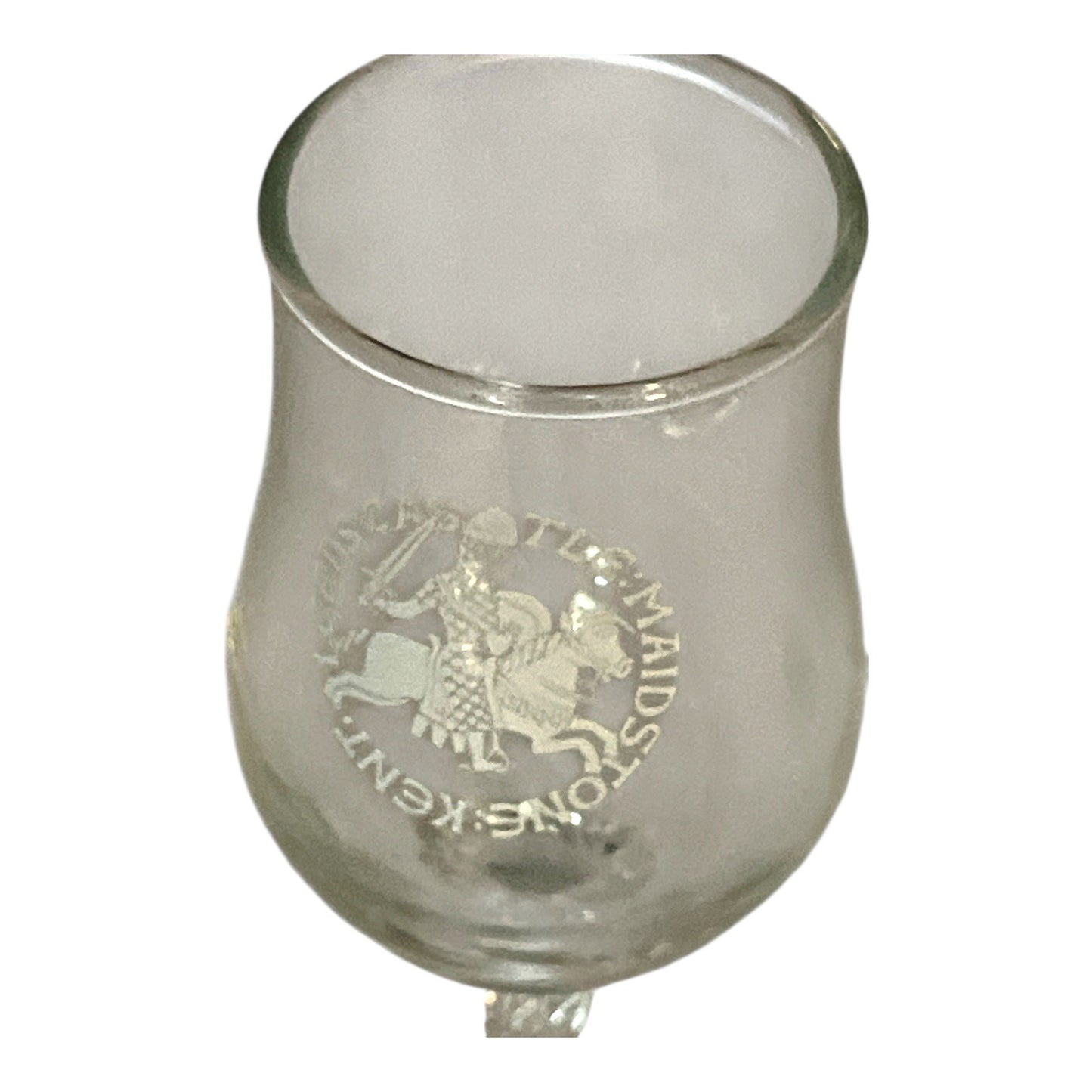 Leeds Castle Maidstone Kent England Etched Wine Glass Twisted Stem Souvenir Goblet