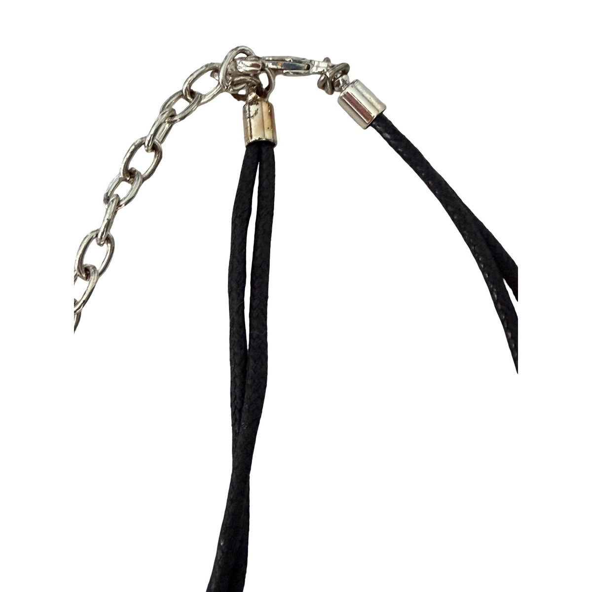 Boho Black Gold Paisley Pendant Necklace Silver Tone Chain Tassel 26”