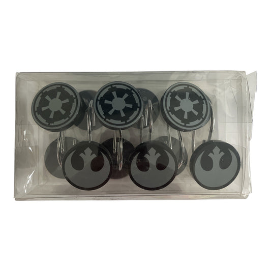 Star Wars Shower Curtain Hooks – Galactic Empire & Rebel Alliance – Set of 12