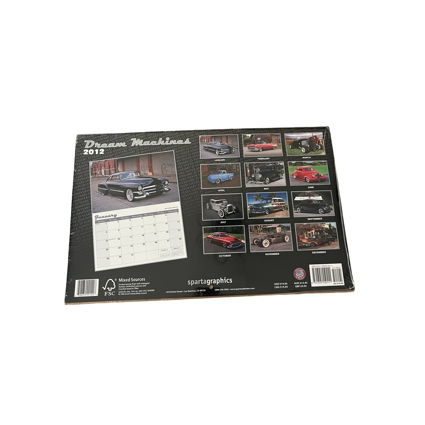 2012 Dream Machines Classic Car Calendar Spartagraphics 25th Anniversary Sealed