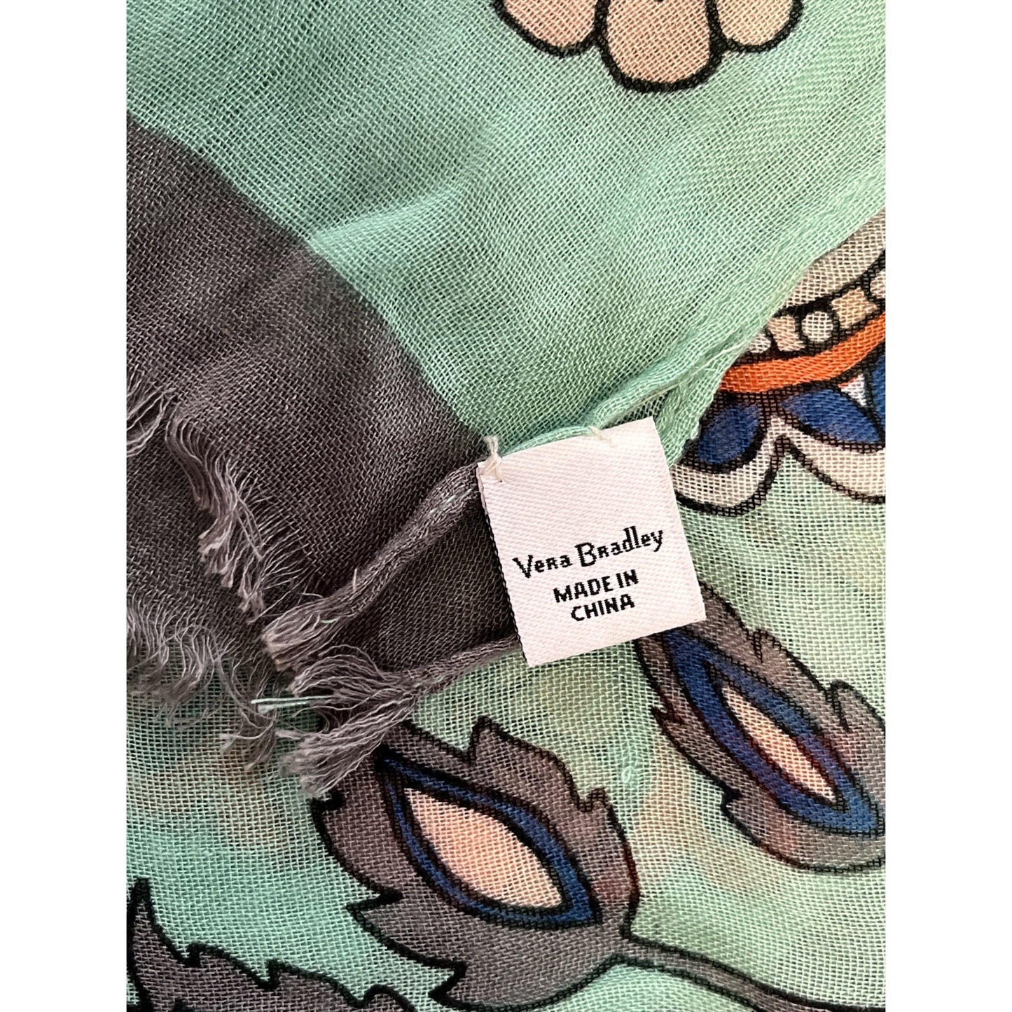 Vera Bradley Floral Scarf Mint Green Paisley Lightweight Wrap 78x26