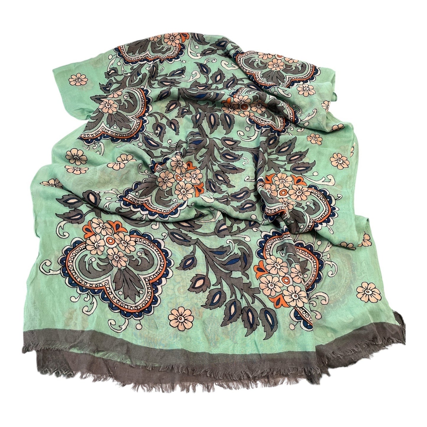 Vera Bradley Floral Scarf Mint Green Paisley Lightweight Wrap 78x26