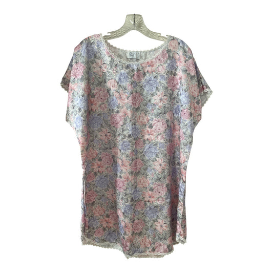Vintage Pinx Floral Nightgown L Made in USA Pastel Lounge Sleep Dress