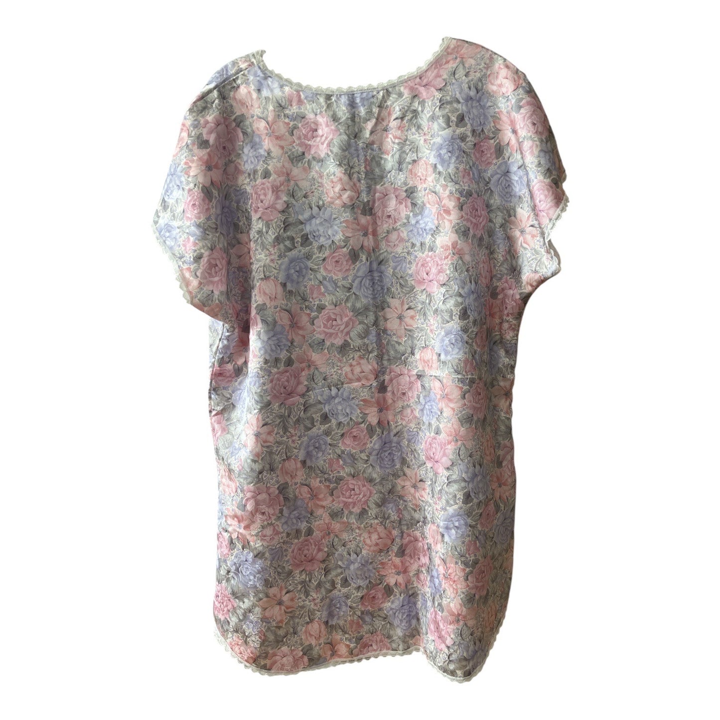 Vintage Pinx Floral Nightgown L Made in USA Pastel Lounge Sleep Dress