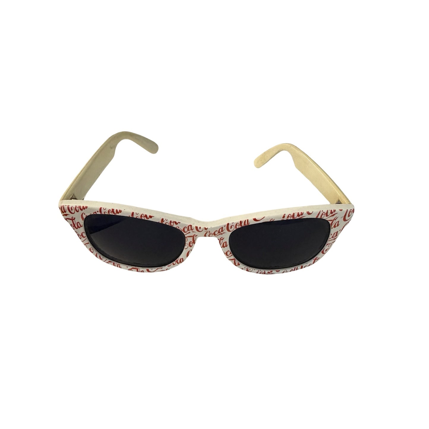 Vintage Coca-Cola Logo Print Sunglasses White Red Coke Promotional Wayfarer Style