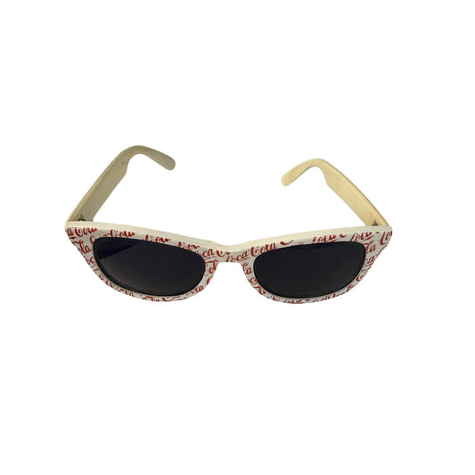 Vintage Coca-Cola Logo Print Sunglasses White Red Coke Promotional Wayfarer Style