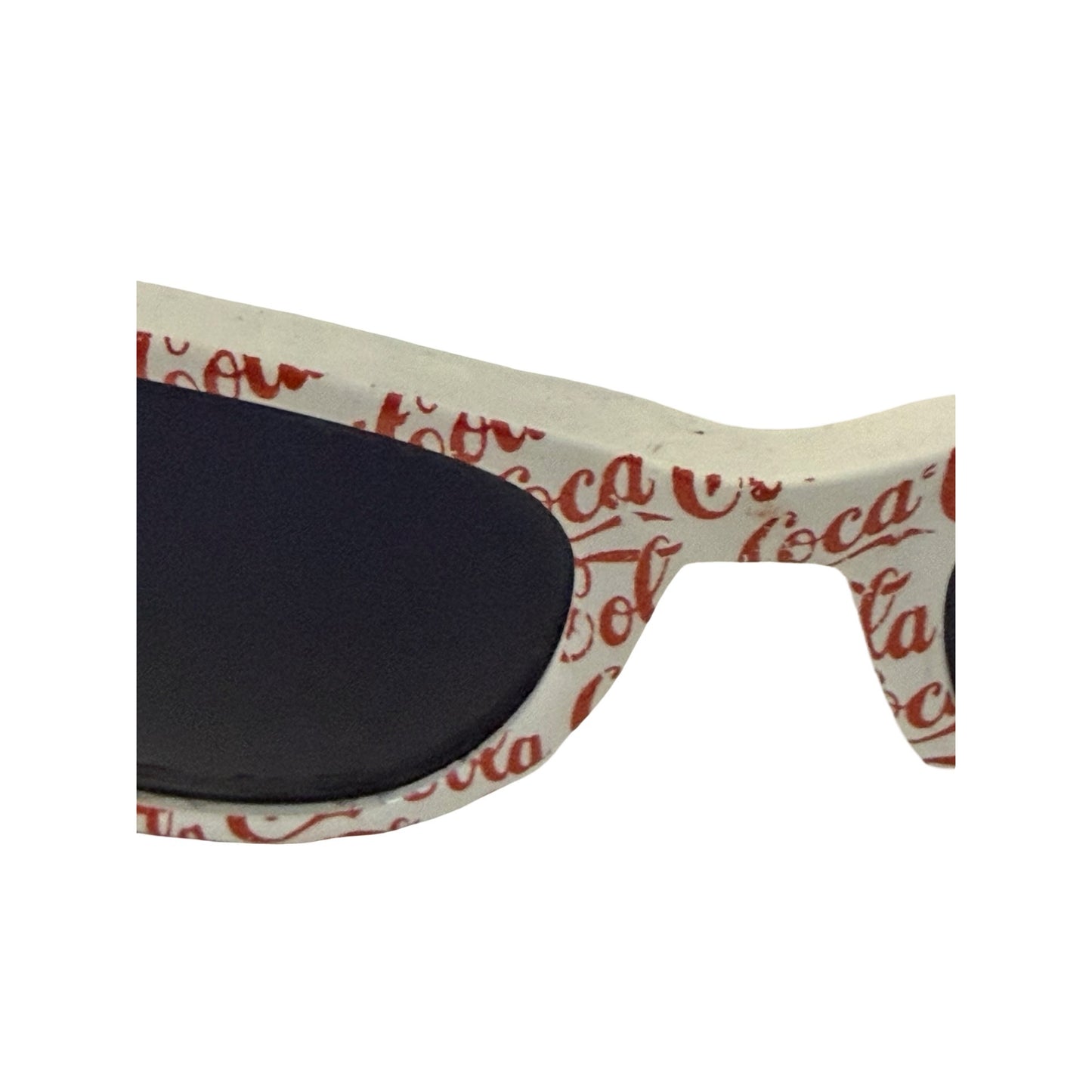 Vintage Coca-Cola Logo Print Sunglasses White Red Coke Promotional Wayfarer Style