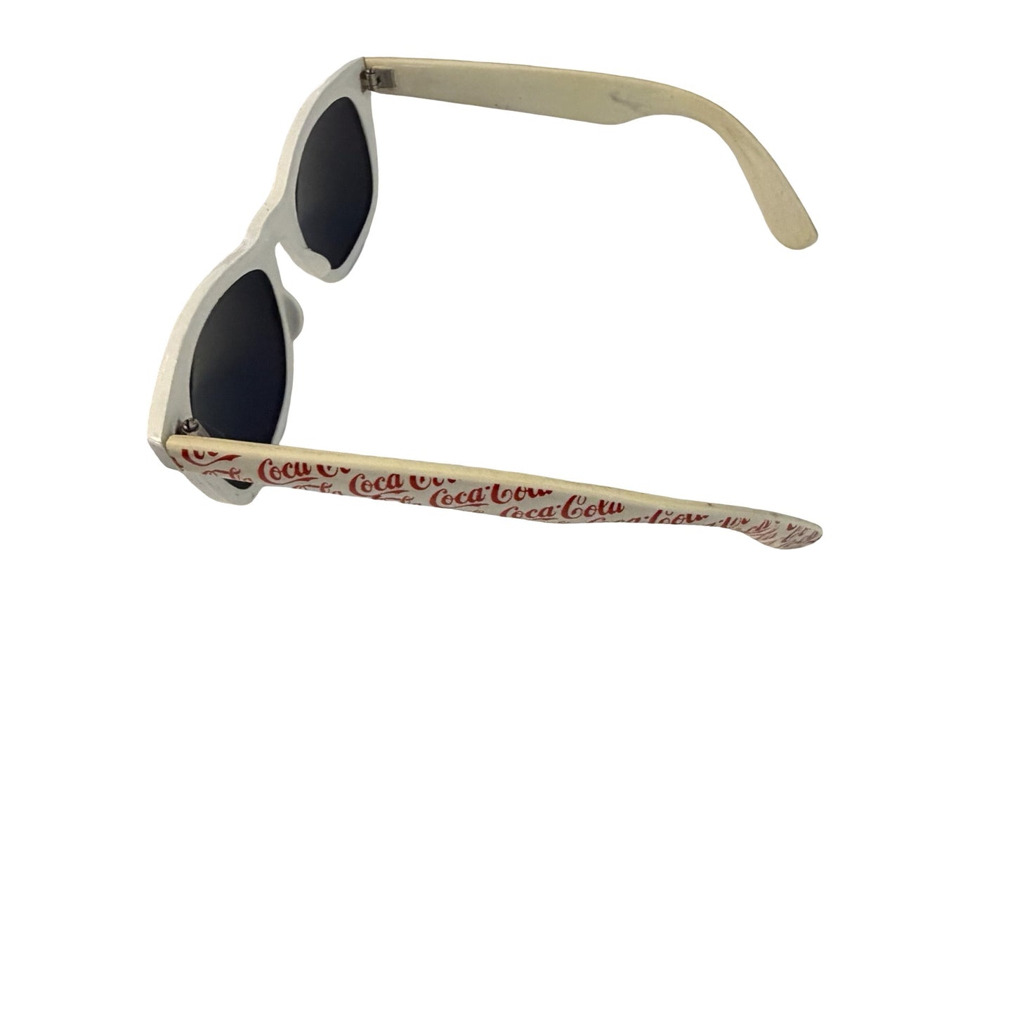 Vintage Coca-Cola Logo Print Sunglasses White Red Coke Promotional Wayfarer Style
