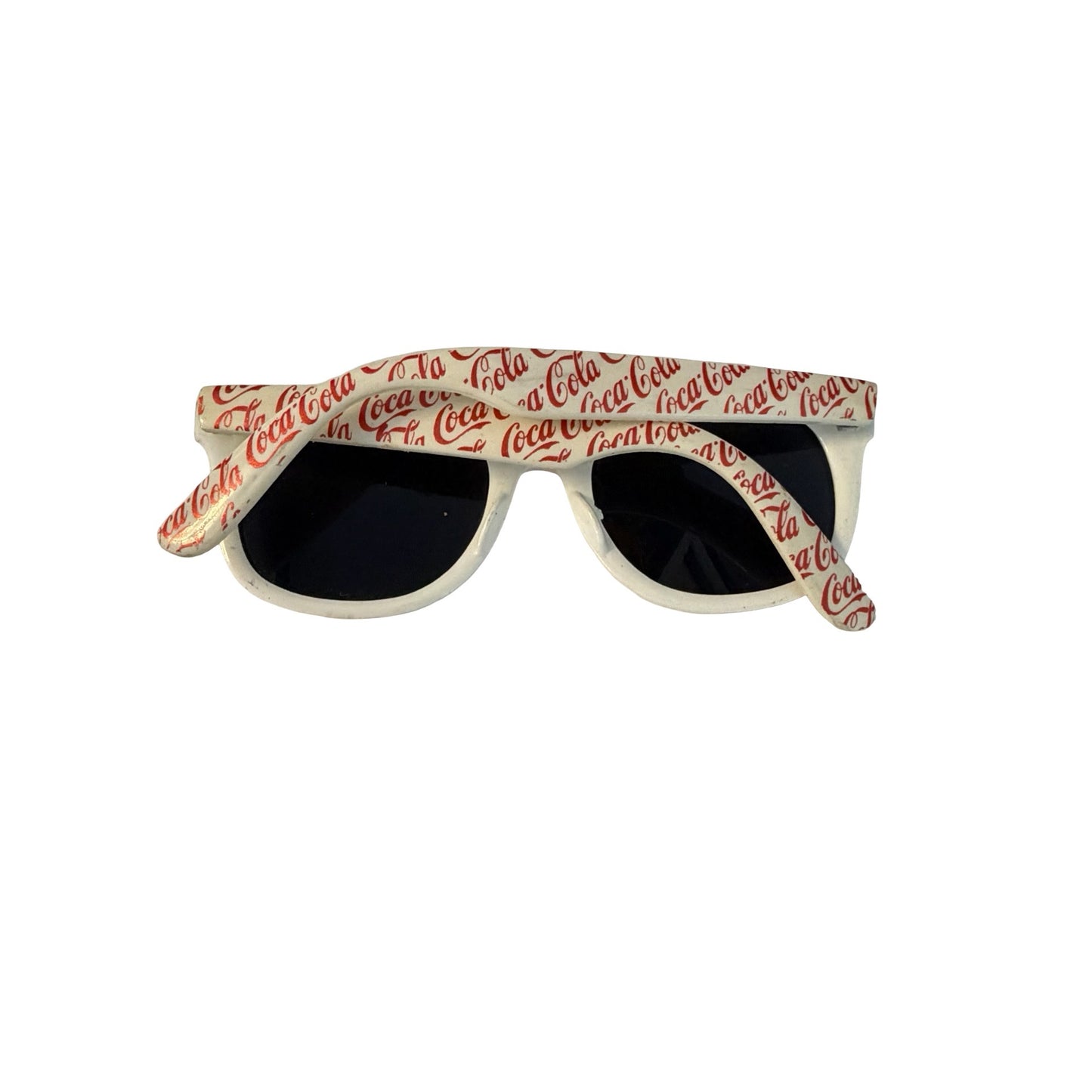 Vintage Coca-Cola Logo Print Sunglasses White Red Coke Promotional Wayfarer Style