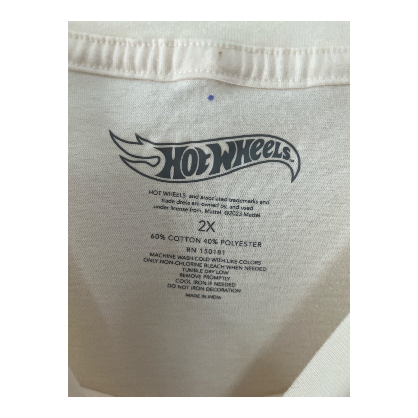 Hot Wheels Logo Flame Graphic T-Shirt – Size 2X – Off White Ivory – Mattel 2023