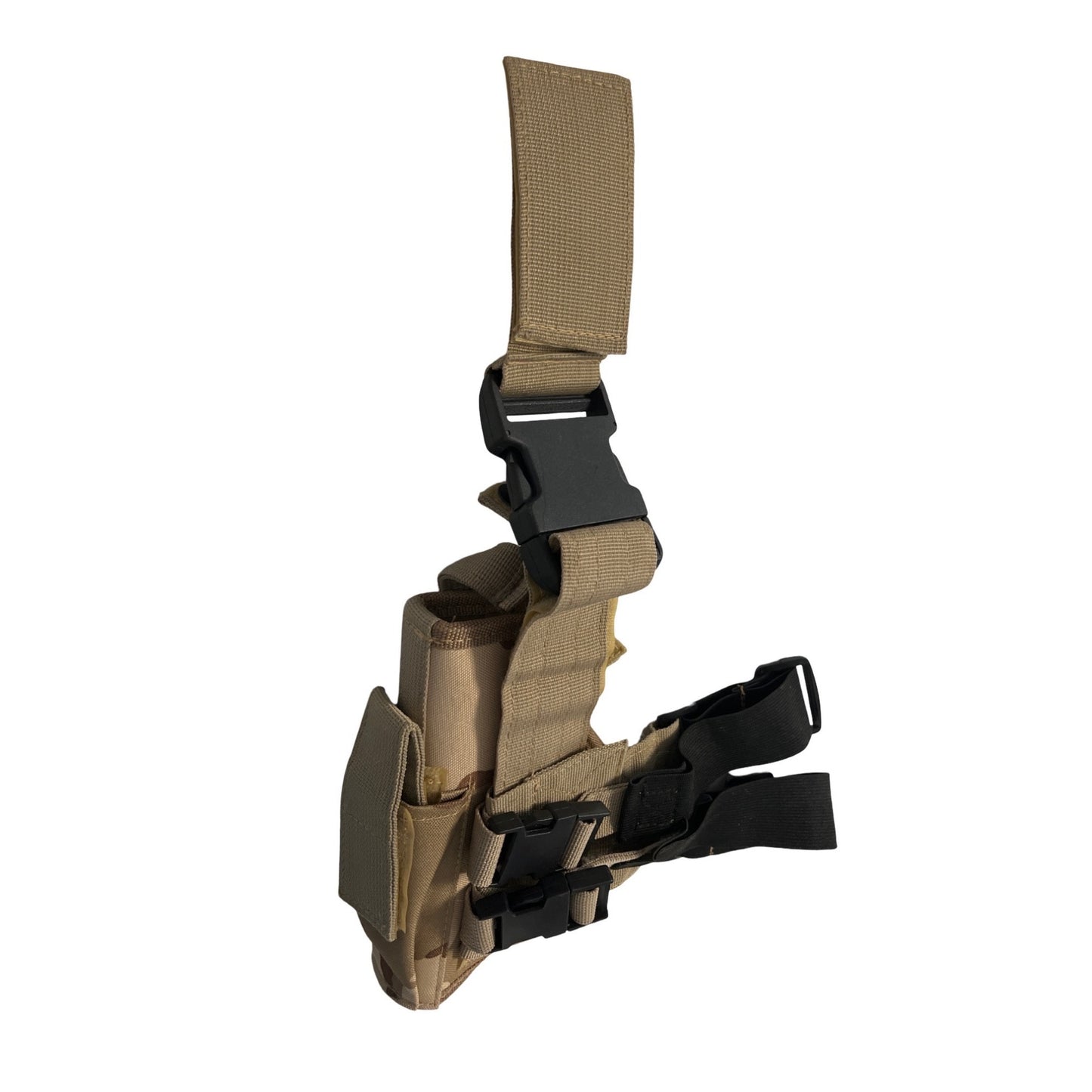 Mid 2000s Tactical Drop Leg Holster Pouch Desert Camo Adjustable Strap Utility Military Style