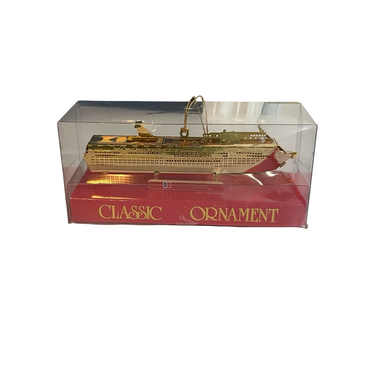 Carnival Fantasy Cruise Ship Ornament Gold Tone Metal Classic Ornament 24K Gold Plated Display Case