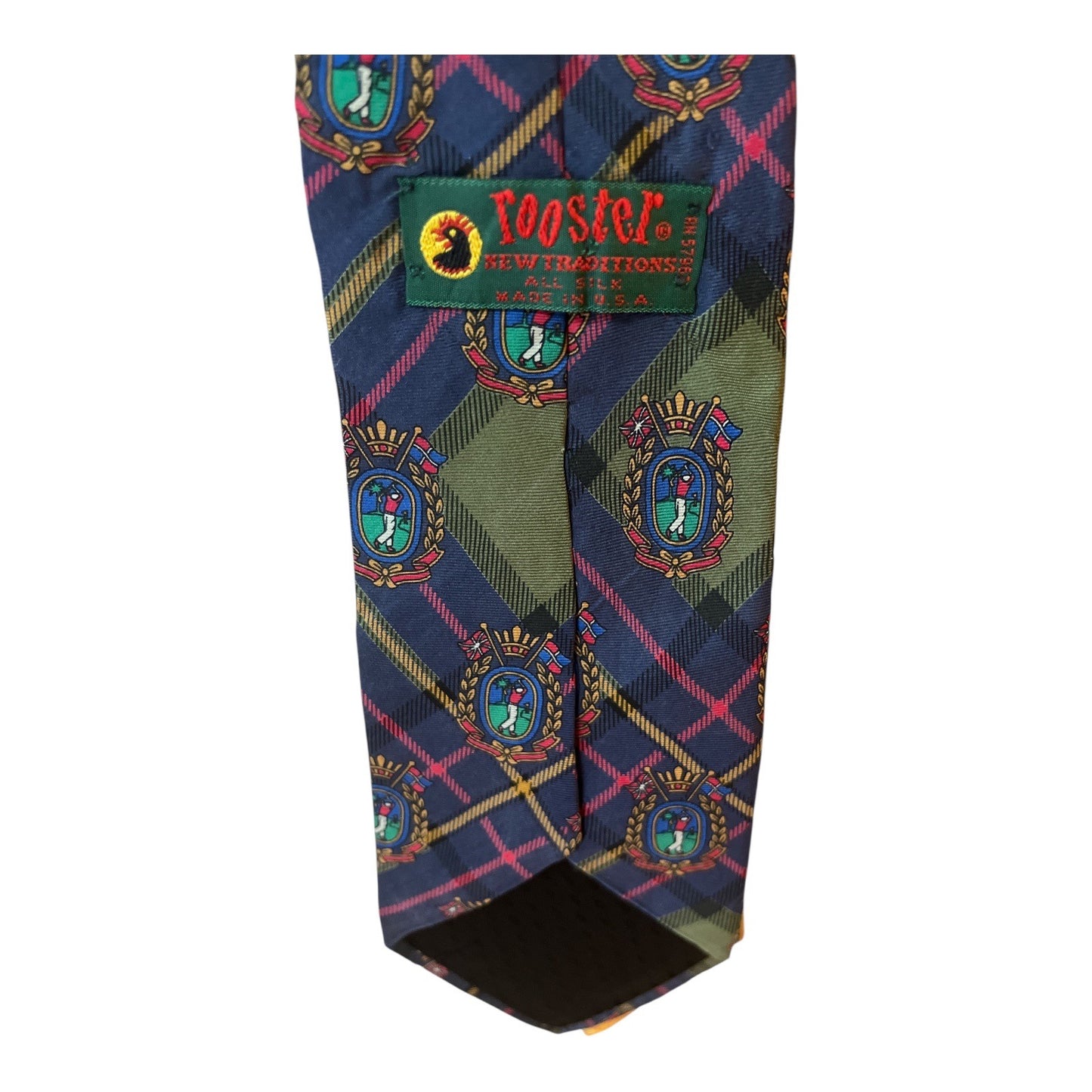 Vintage Silk Ties Set – Robert Talbott Golf Club & Rooster Plaid Golfer Crest – Made in USA