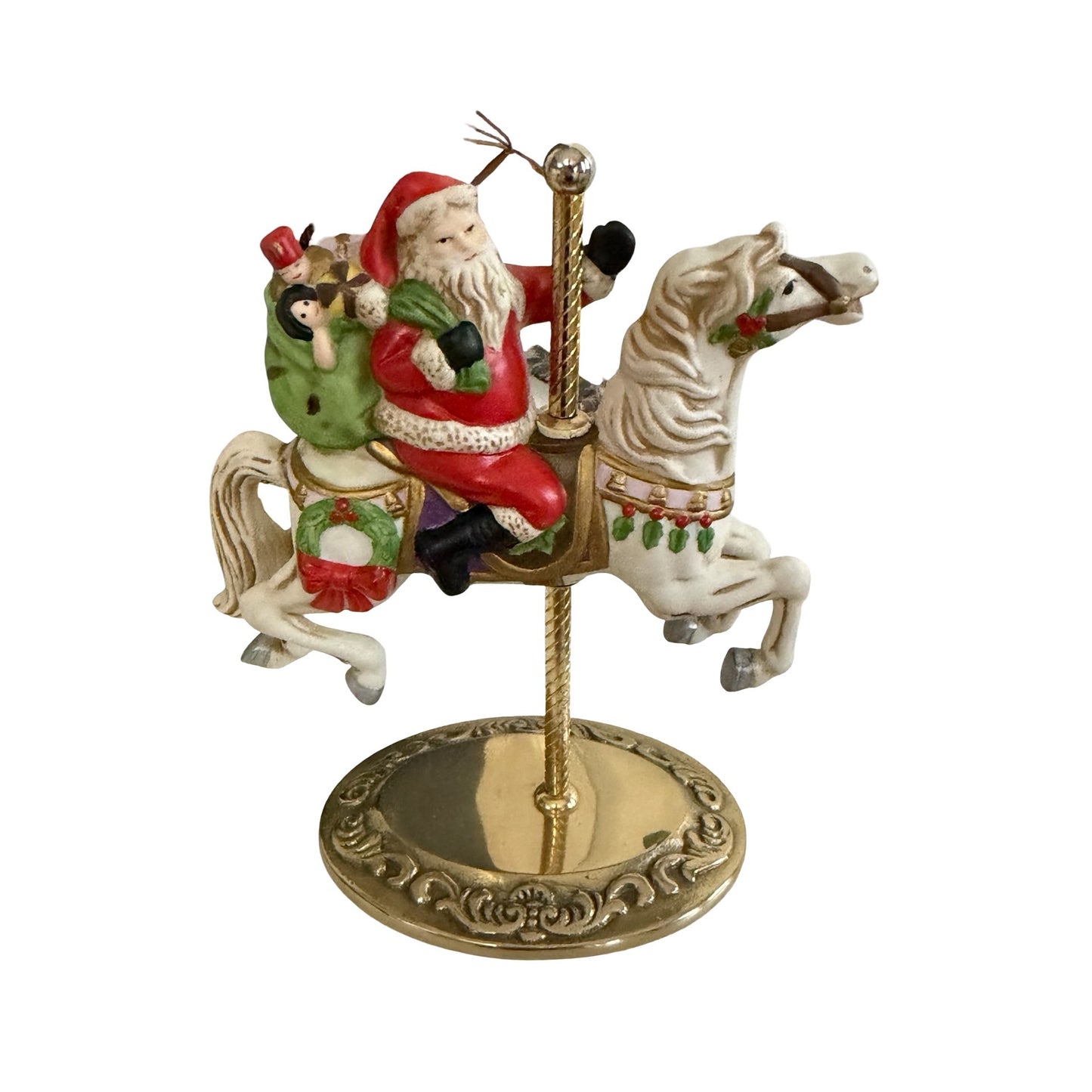 Vintage 1986 HOMCO 5117 Santa Riding Carousel Horse Christmas Figurine