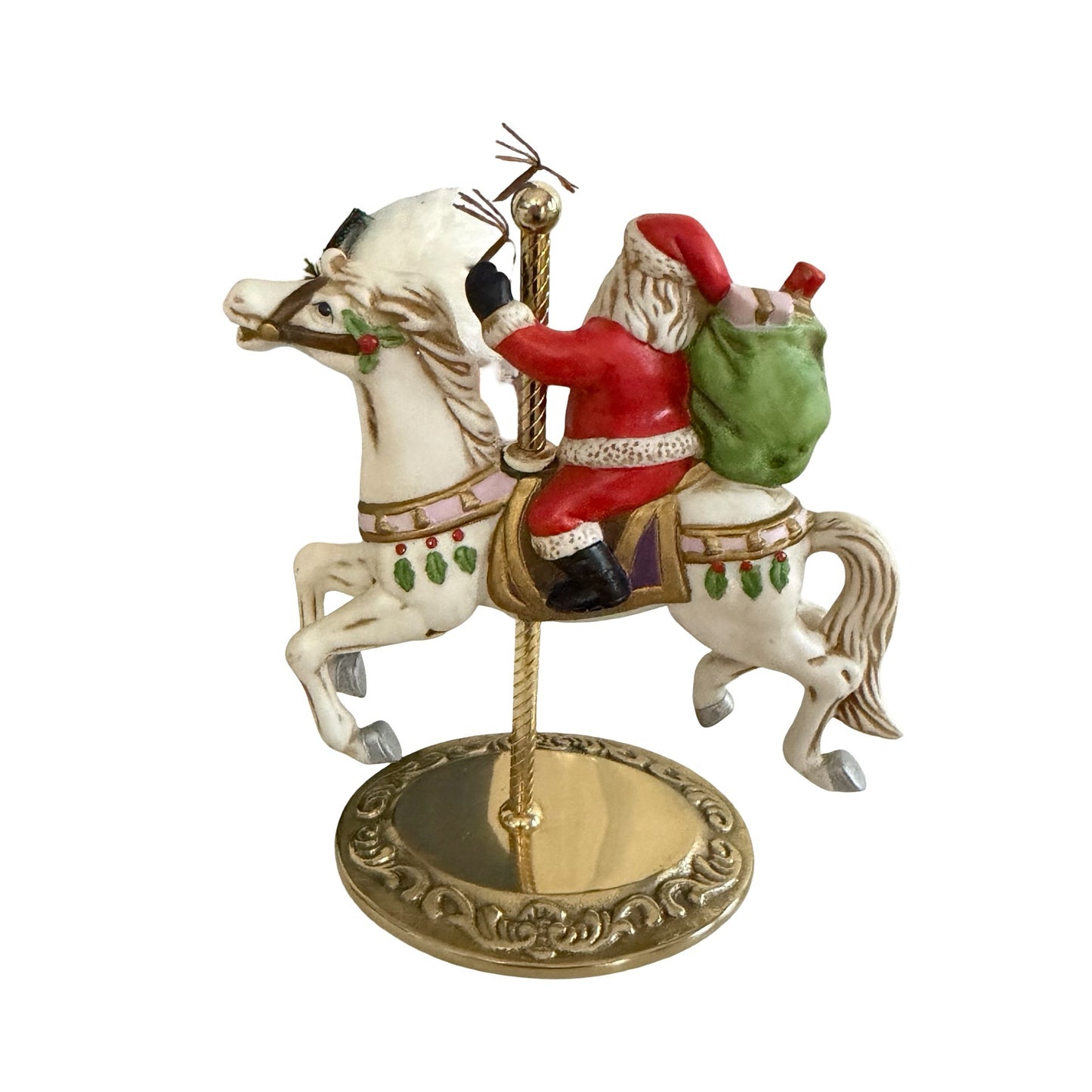 Vintage 1986 HOMCO 5117 Santa Riding Carousel Horse Christmas Figurine