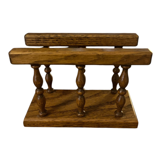 Vintage Red Barn Woodcrafts Oak Napkin Holder – 1980s–1990s – Made in USA