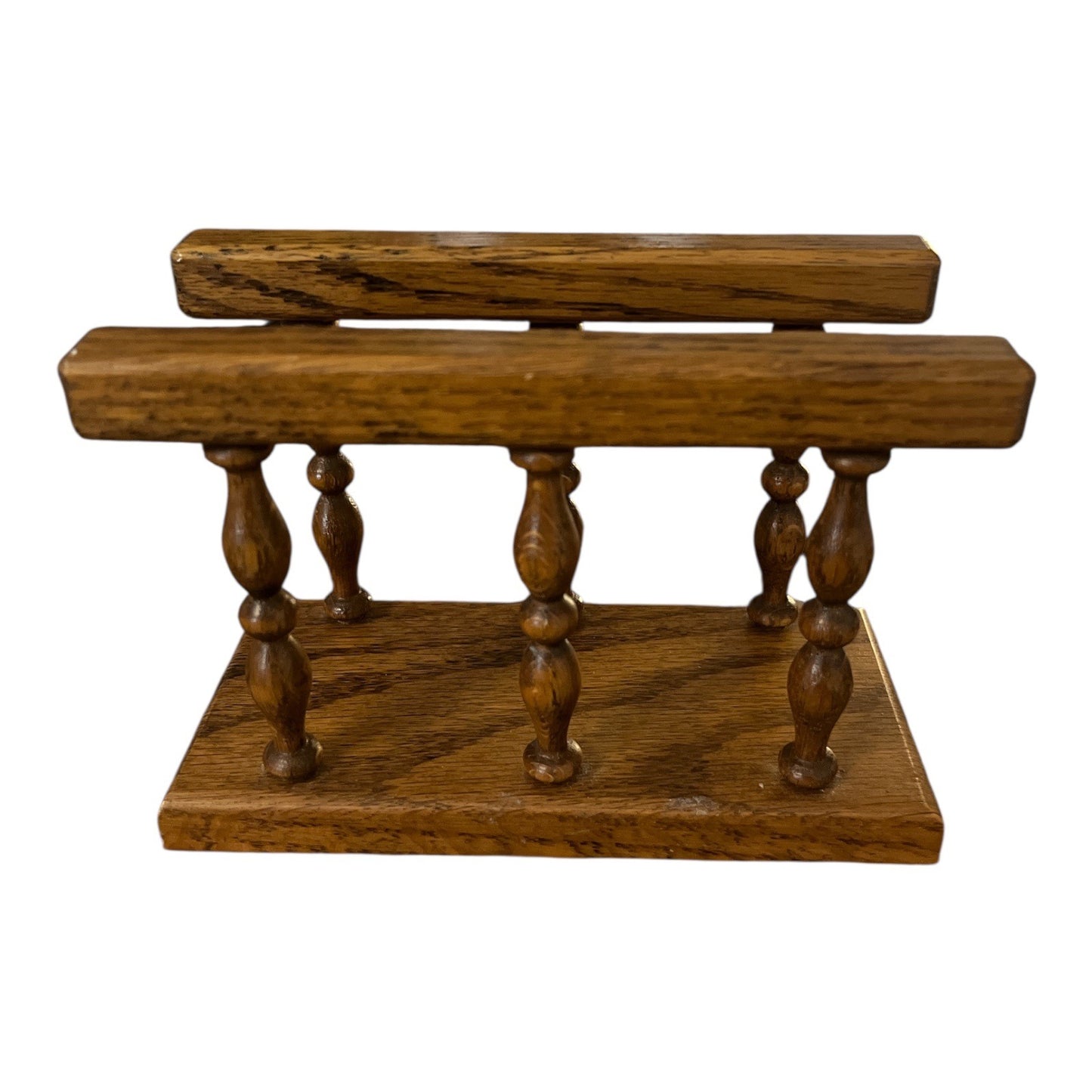 Vintage Red Barn Woodcrafts Oak Napkin Holder – 1980s–1990s – Made in USA