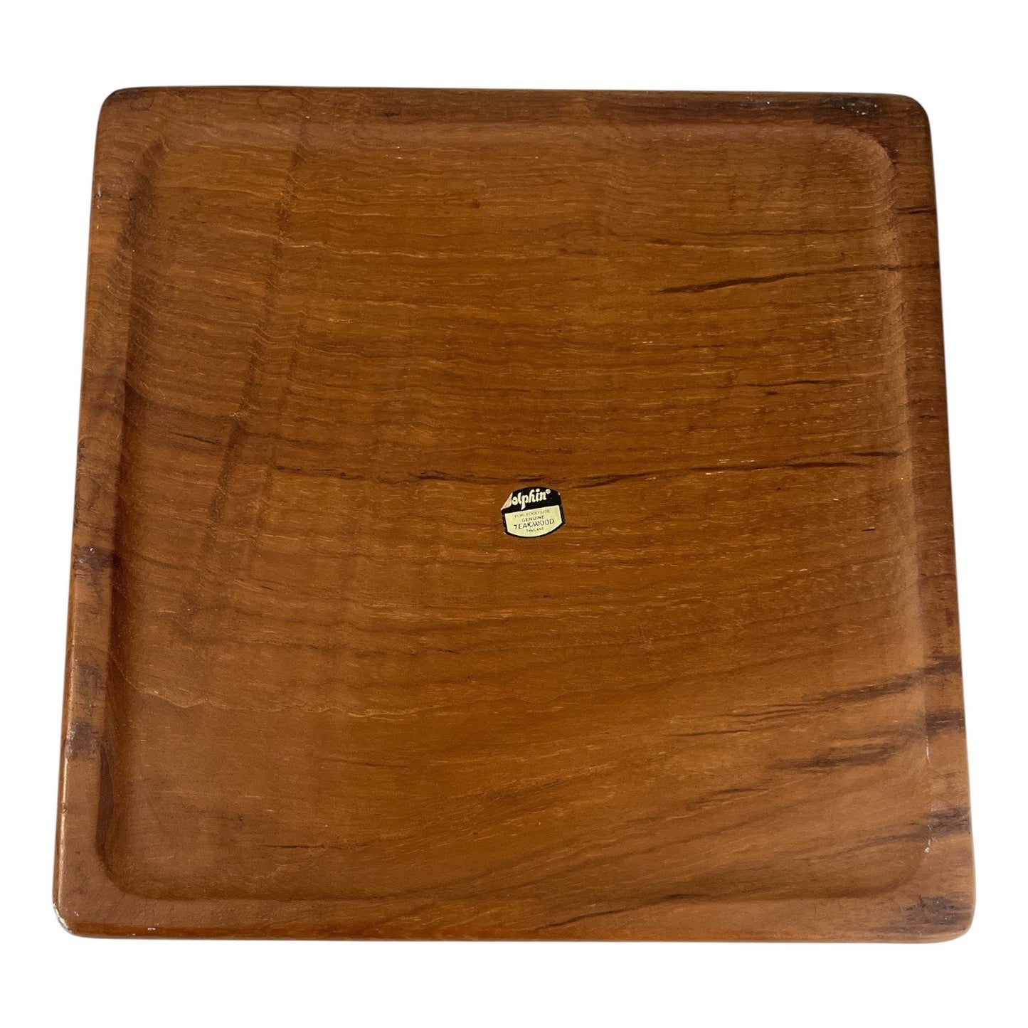 Vintage Dolphin Teakwood Snack Tray with Integrated Dip Bowl Thailand