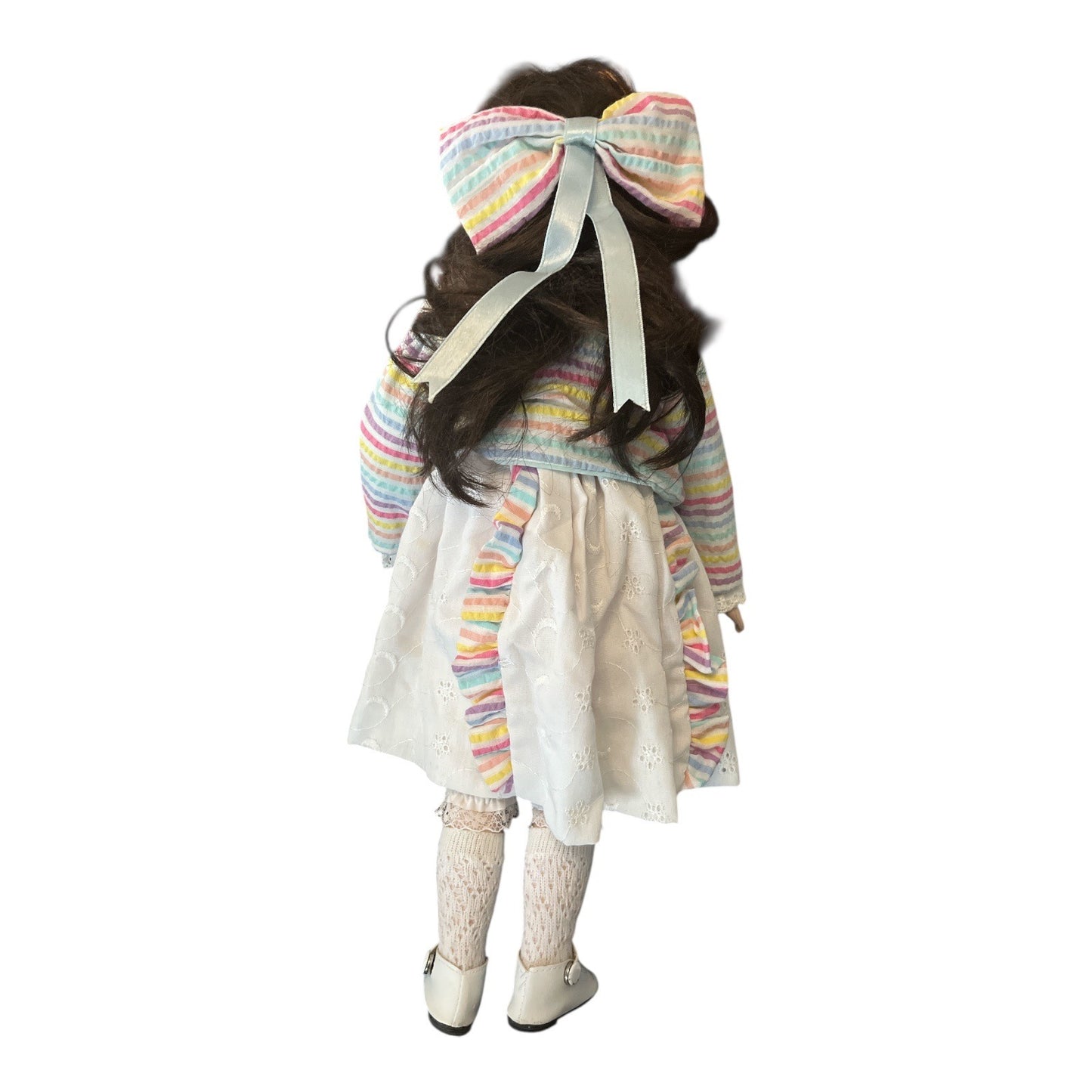 Vintage Designs by Yoko 18” Porcelain Doll Pastel Rainbow Dress Lace Socks Numbered