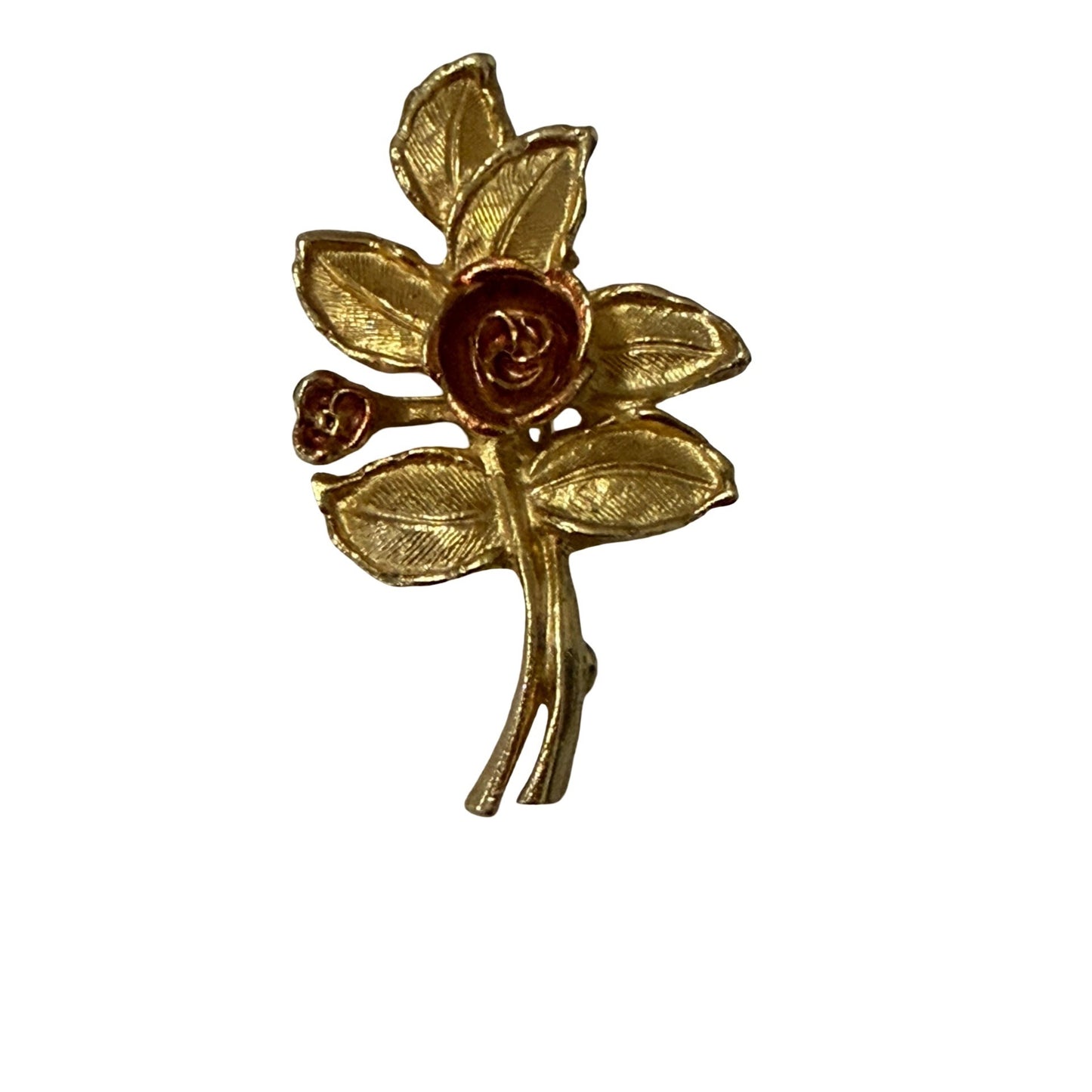 Vintage Avon Gold Tone Rose Flower Brooch Pin Floral Jewelry