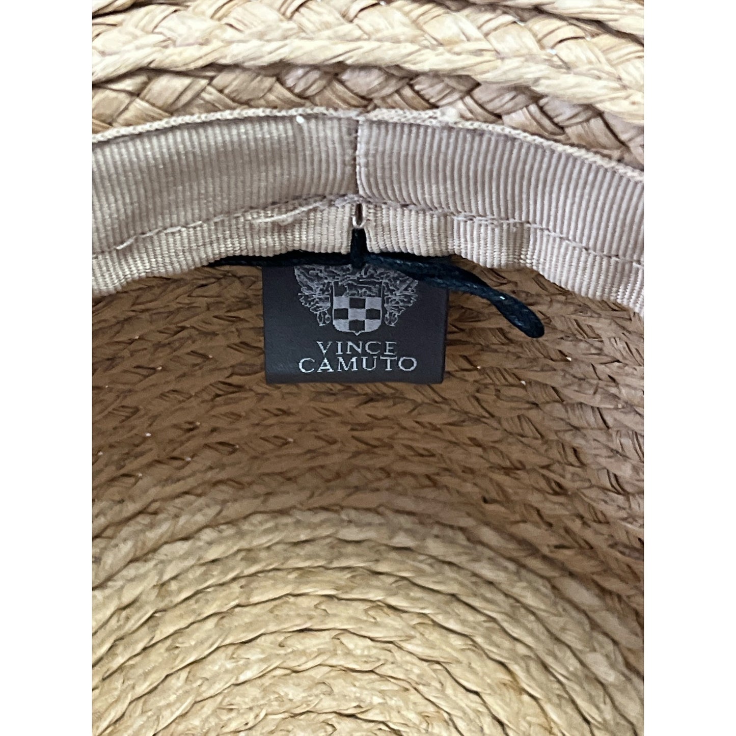 Vince Camuto Straw Hat – Wide Brim Boater Style w/ Black Bow Band