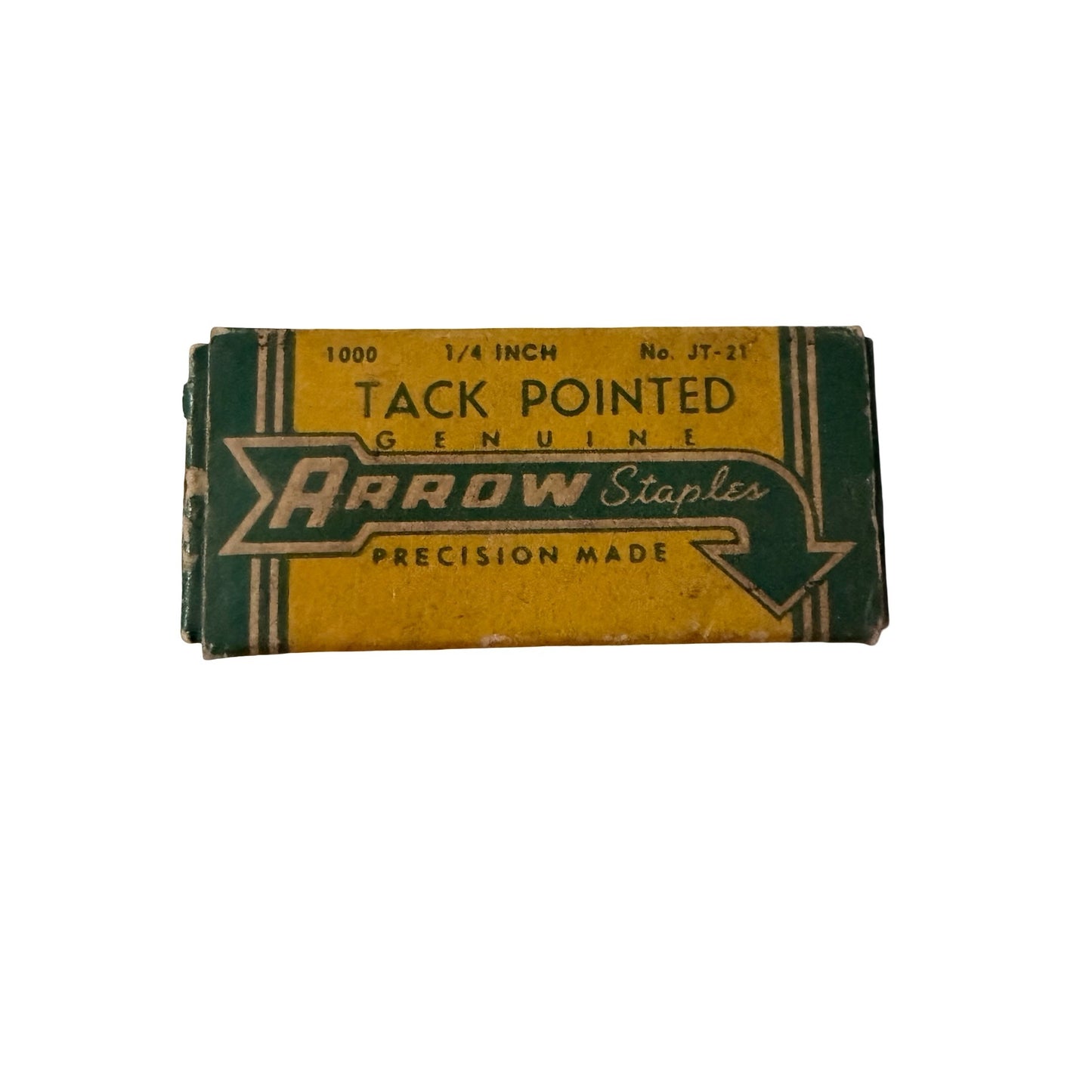 Vintage Arrow Staples JT-21 1/4 Inch Tack Pointed Staples Box 1000 Genuine Fasteners