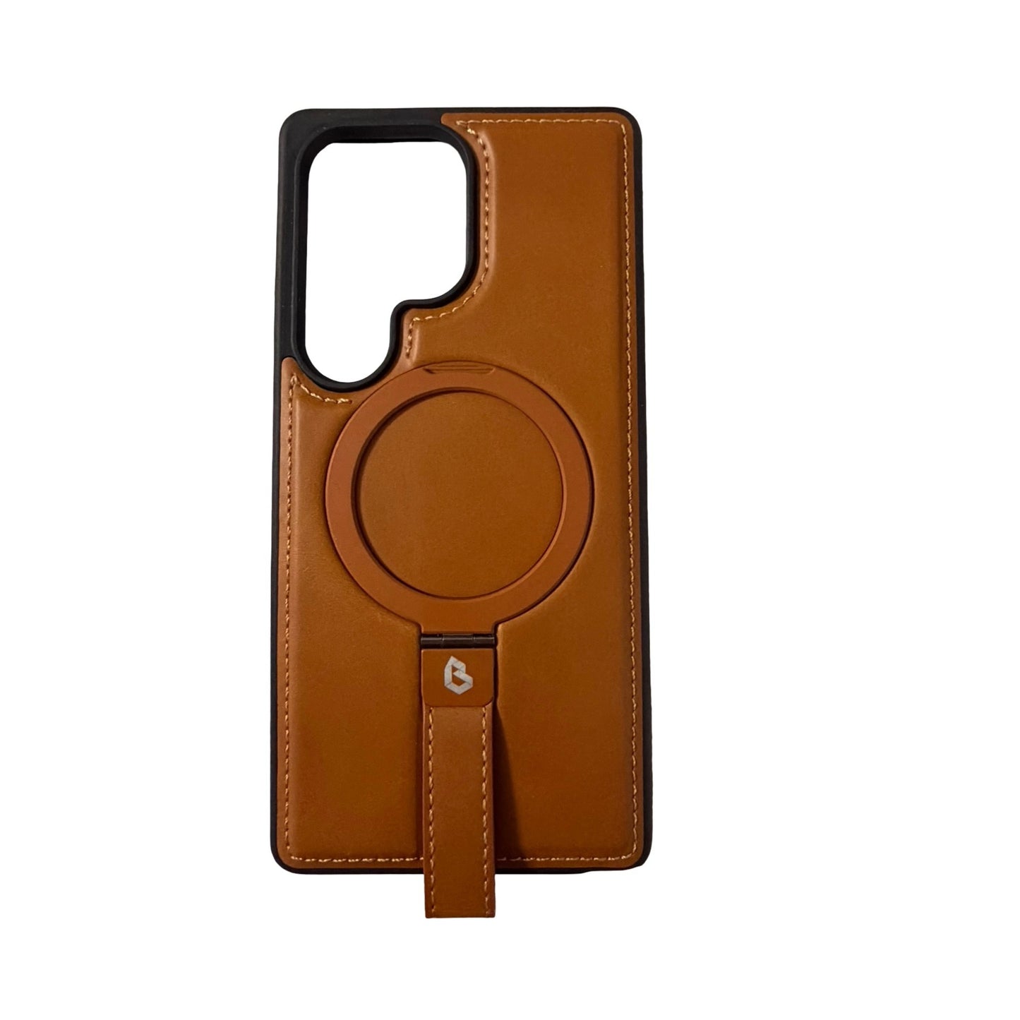 Butaiga Samsung Galaxy S25 Ultra Case Magnetic Ring Stand Brown Leather Look Bundle