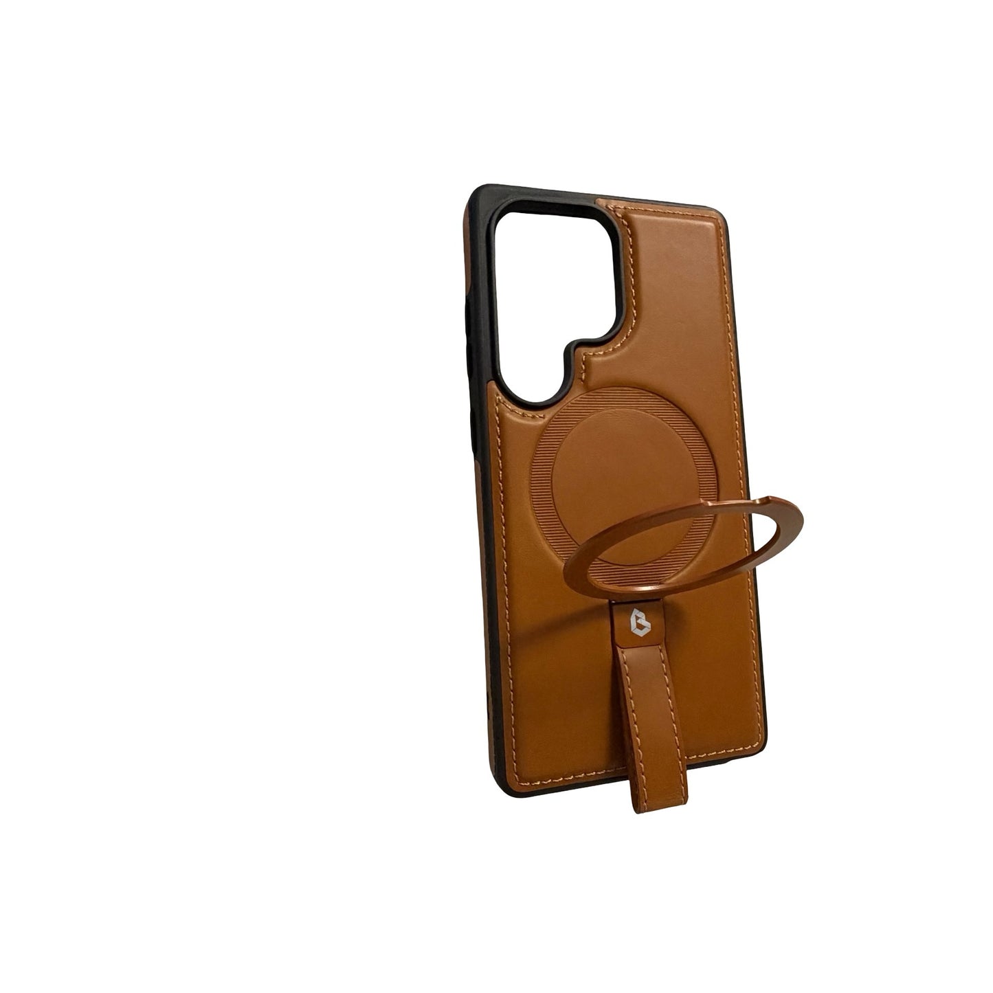 Butaiga Samsung Galaxy S25 Ultra Case Magnetic Ring Stand Brown Leather Look Bundle