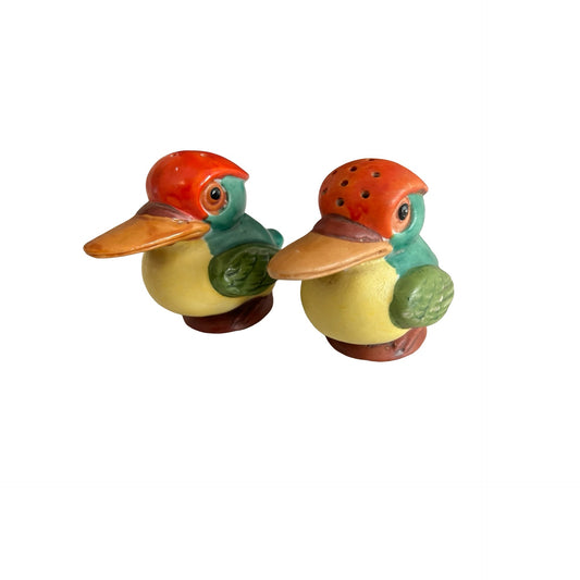 Vintage Ceramic Duck Salt and Pepper Shakers Germany Hand Painted Colorful Bird Set