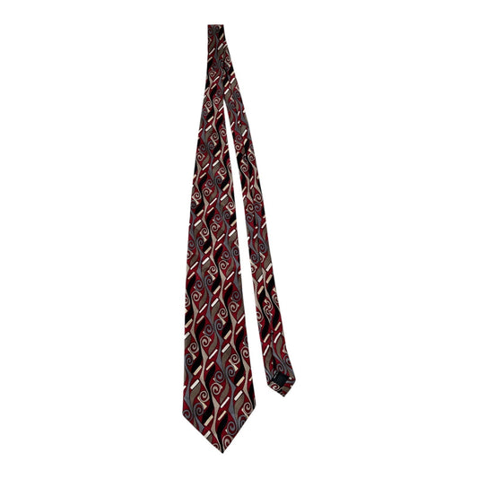 Vintage Screenplay by Martin Wong Silk Neck Tie Red Abstract Pattern