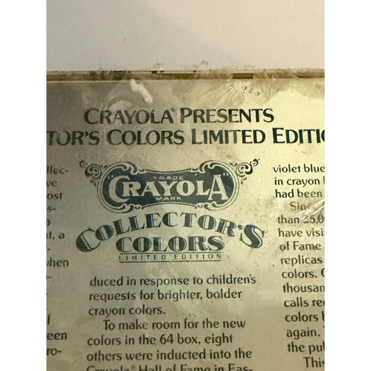1991 Crayola Collector’s Colors Limited Edition Tin 72 Crayons NOS Sealed