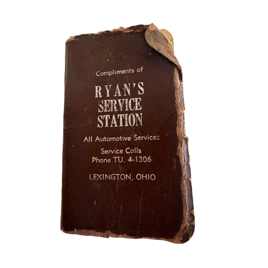 Vintage 1962 Ryan's Service Station Pocket Memo Book Lexington Ohio Advertising Calendar Planner