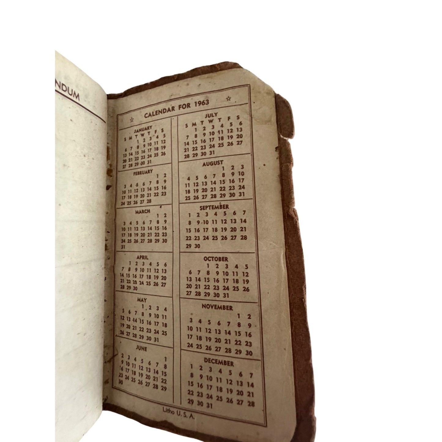 Vintage 1962 Ryan's Service Station Pocket Memo Book Lexington Ohio Advertising Calendar Planner
