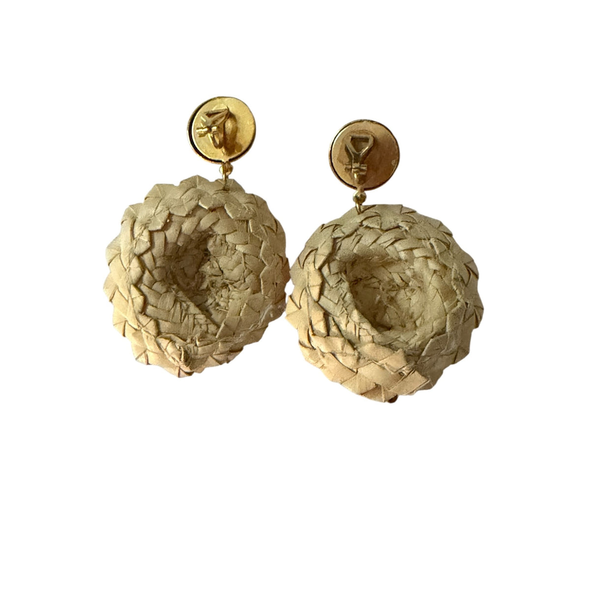Vintage Mexican Folk Art Sombrero Clip On Earrings Miniature Couple Straw Hats