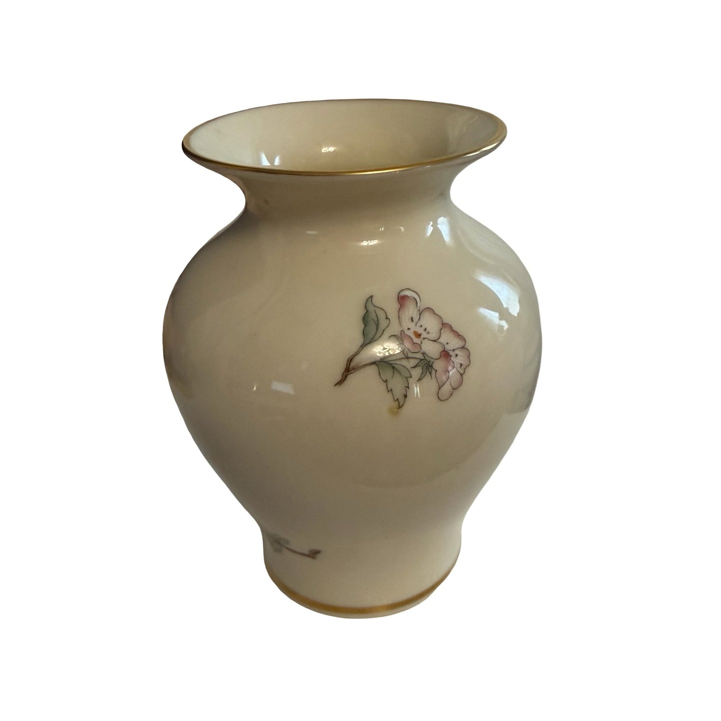 Lenox Serenade Bird Floral Bud Vase Ivory Porcelain Gold Trim Made In USA