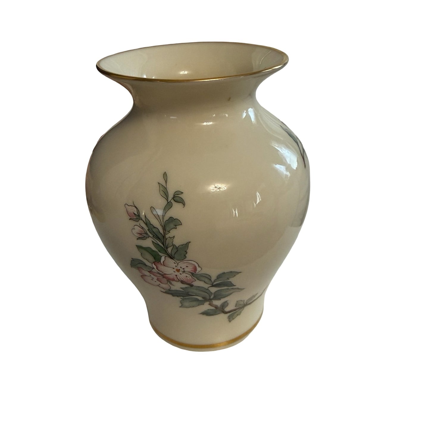 Lenox Serenade Bird Floral Bud Vase Ivory Porcelain Gold Trim Made In USA