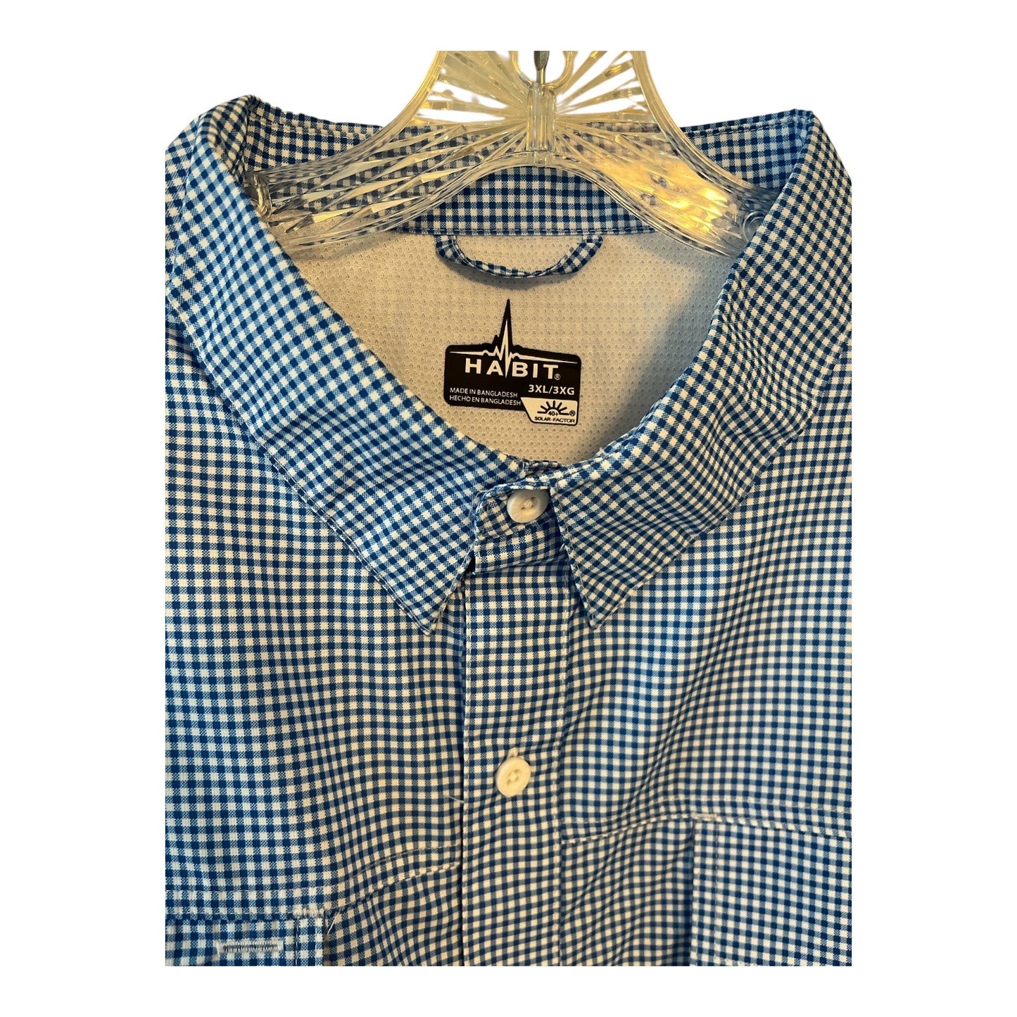 Habit Men's 3XL Fishing Shirt – Marlin Blue Check – Long Sleeve – Outdoor Performance