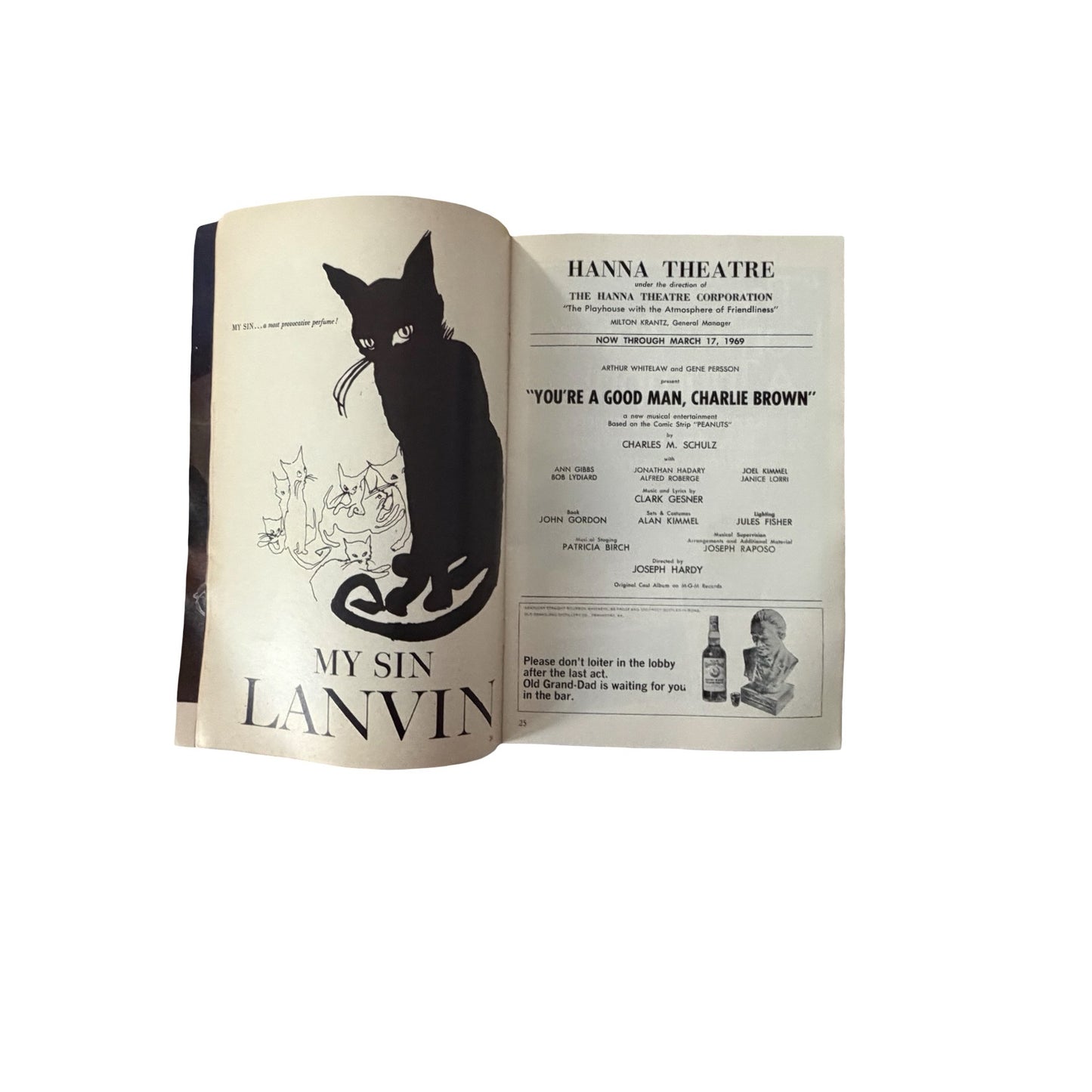 1969 Hanna Theatre Playbill You're A Good Man Charlie Brown Peanuts Musical Cleveland OH
