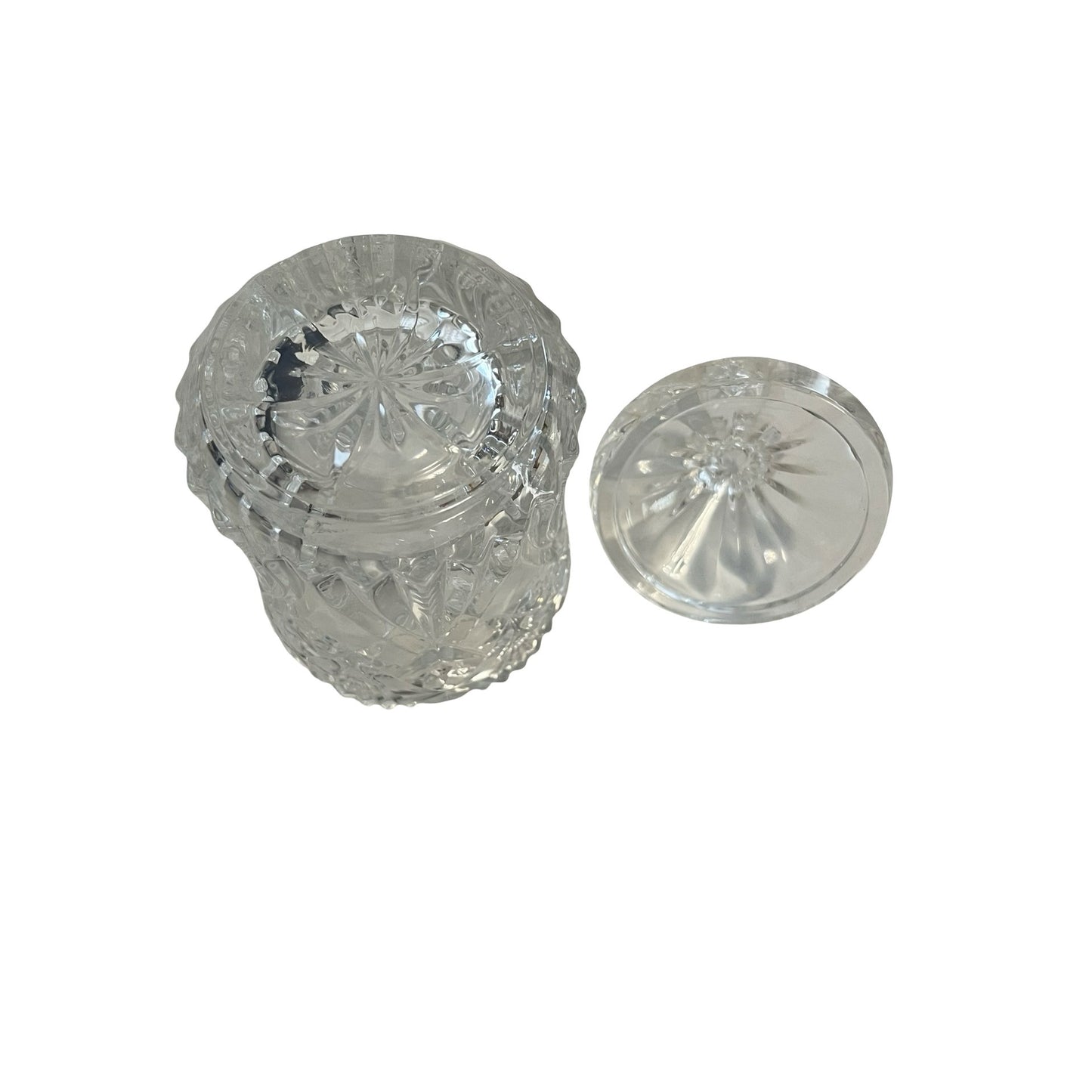 Vintage Pressed Glass Creamer Sugar Set Starburst Fan Pattern Lidded Sugar Bowl Clear Glass