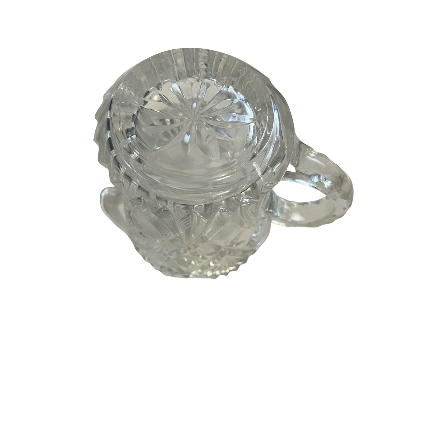 Vintage Pressed Glass Creamer Sugar Set Starburst Fan Pattern Lidded Sugar Bowl Clear Glass