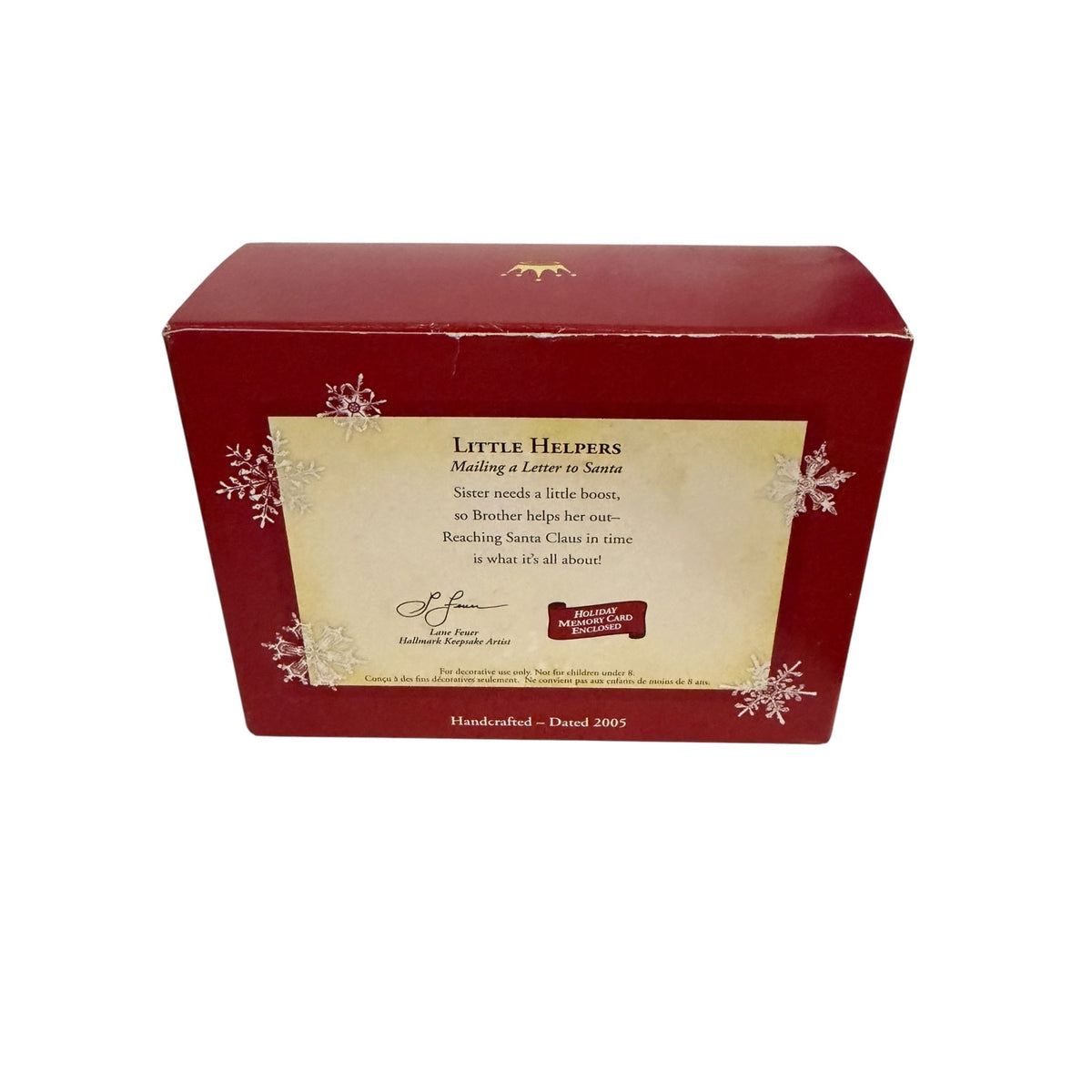 Hallmark Keepsake 2005 Little Helpers Mailing Letter to Santa Ornament Box