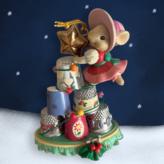 Vintage 1995 Enesco Krinkles Mouse Ornament – Thimble Christmas Tree