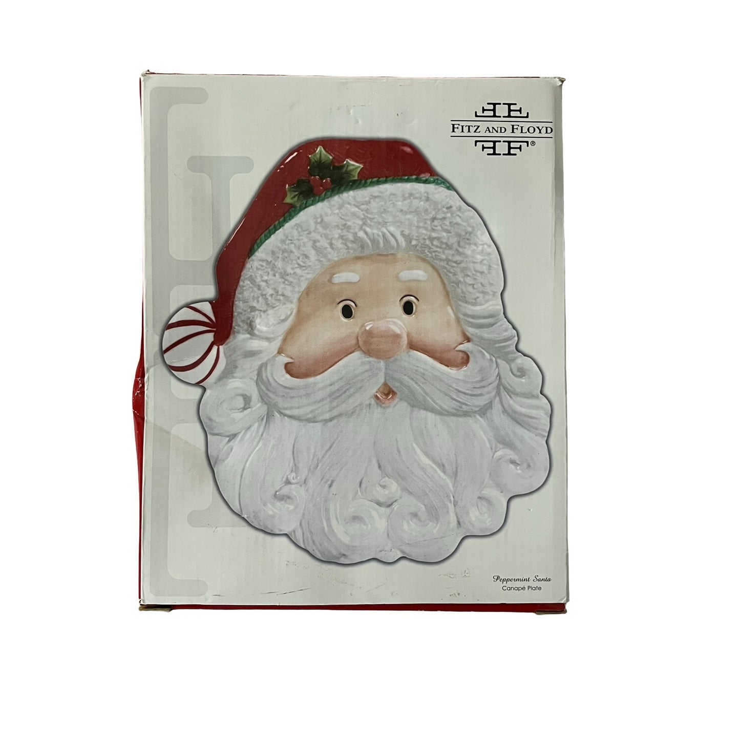 Fitz and Floyd 2008 Peppermint Santa Canape Plate Christmas Serving Platter Box
