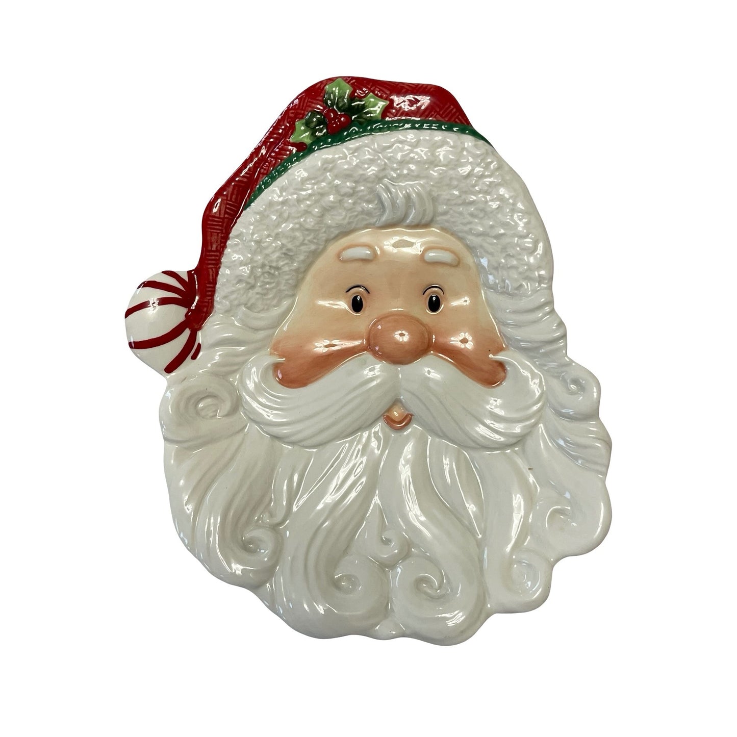 Fitz and Floyd 2008 Peppermint Santa Canape Plate Christmas Serving Platter Box