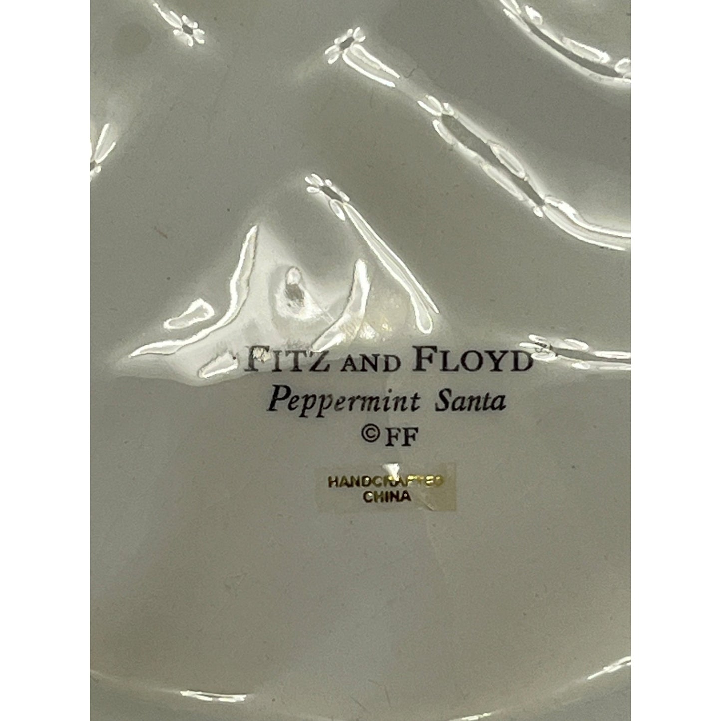 Fitz and Floyd 2008 Peppermint Santa Canape Plate Christmas Serving Platter Box