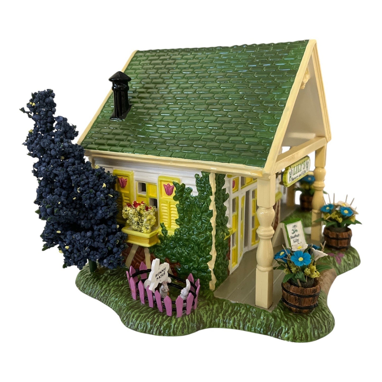 Department 56 Snow Village Lily’s Nursery & Gifts Lighted Easter Building w Add-On Figures See Notes
