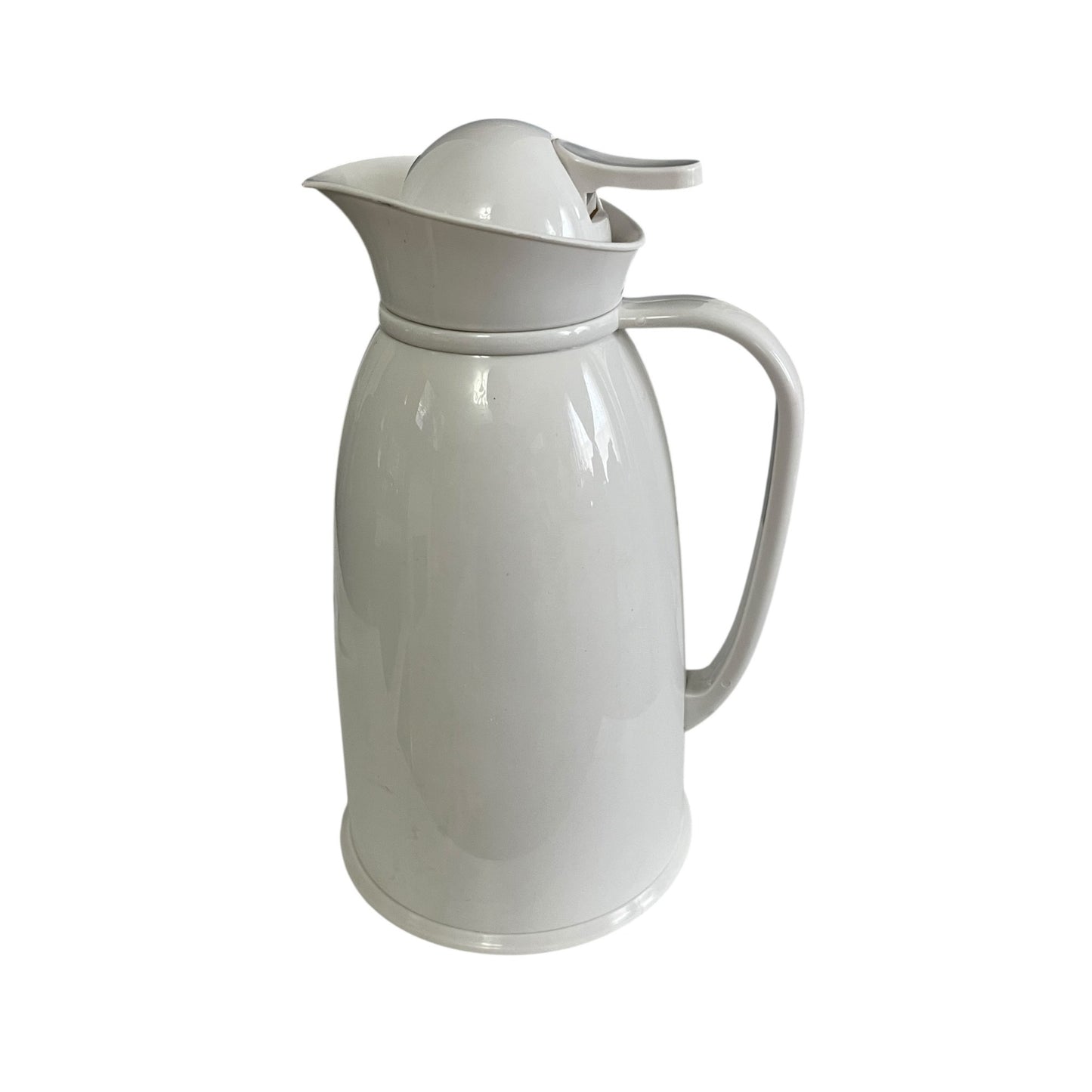 Mid-2000s White Glass-Lined Thermal Carafe Coffee Pitcher Hot Cold Beverage Server