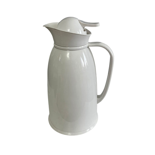 Mid-2000s White Glass-Lined Thermal Carafe Coffee Pitcher Hot Cold Beverage Server